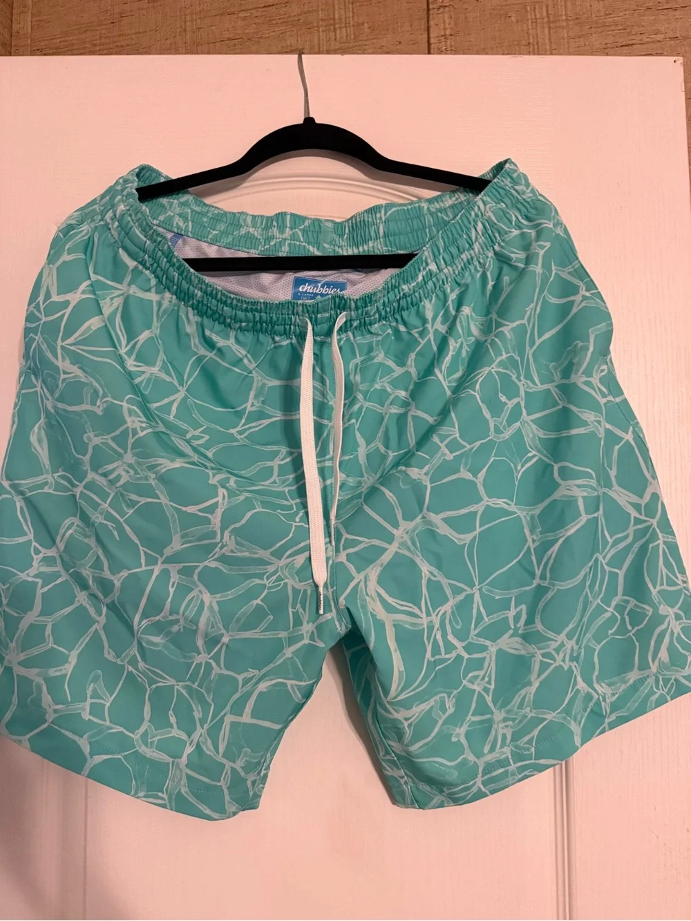 Chubbies Aqua & White Patterned Swim Trunks